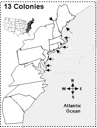 map of 13 colonies labeled. Label the colonies. Need help?