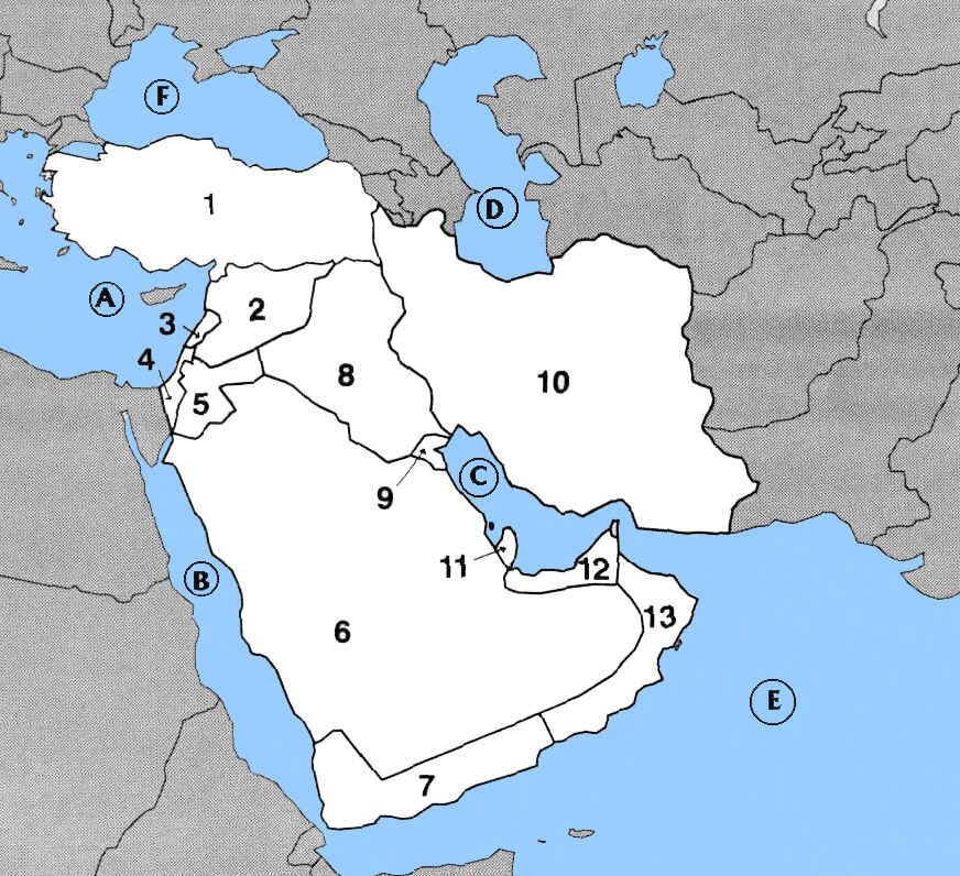blank map of middle east