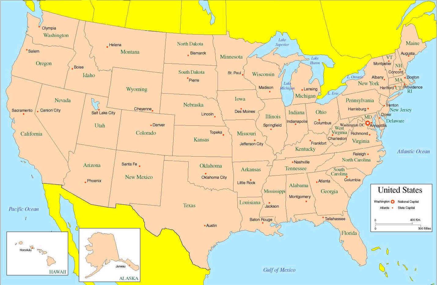United States Map And Capitals