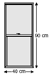 rectangular window: 90 centimeters long and 40 centimeters wide
