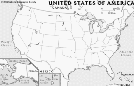 United States Map Bw